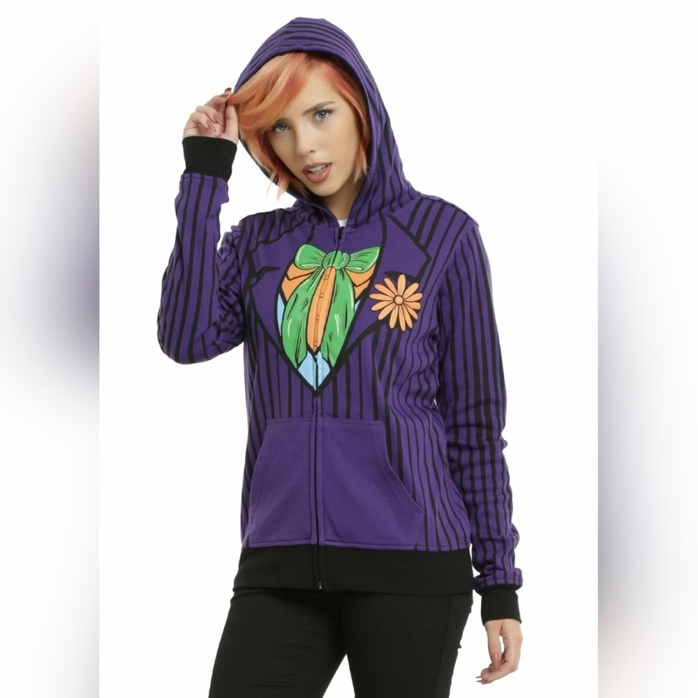 Harley Quinn Joker Red and Black Zip-Up Hoodie - Picture 8 of 10